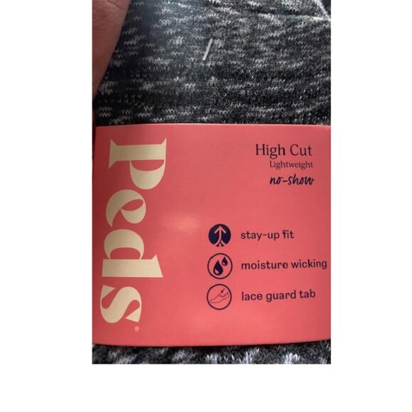 PEDS 12 PAIR Hi Cut NO SHOW Liner Socks ~ Shoe Lace Guard Tab ~ Gel Tab Heel - Picture 3 of 9
